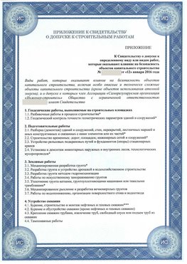 Приложение к свидетельству о допуске к строительным работам Красновишерск СРО в строительстве